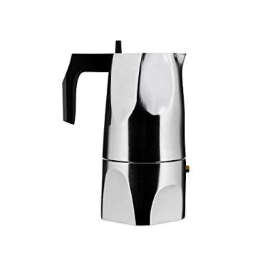 Imagem de Alessi MT18/6 "Ossidiana" Cafeteira de café expresso para 6 xícaras em alumínio fundido com alça e botão em resina termoplástica, preta