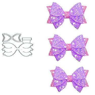 Imagem de 2 peças de flores gravata borboleta de metal, flores crianças clipe de arco de cabelo corte estênceis de corte para faça você mesmo scrapbooking papel de gravação decorativo couro scrapbooking cartão fazendo