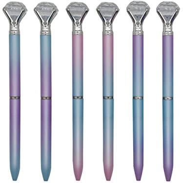 Imagem de Maydahui 12 canetas esferográficas coloridas de diamante grande retrátil com strass brilhante, tinta preta, 3 cores para festas, meninas, escola