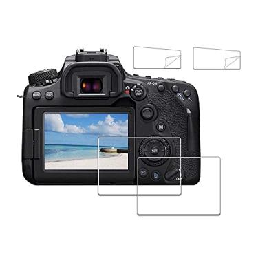 Imagem de Protetor de tela para Canon EOS 70D 80D 90D + protetor de tela superior PET [2 + 2 pacotes], vidro temperado iDaPro