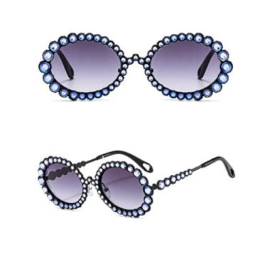 Imagem de Óculos de sol de strass de luxo feminino oval bling diamante óculos de sol fashion tons femininos redondos oculos de sol, 3, tamanho único