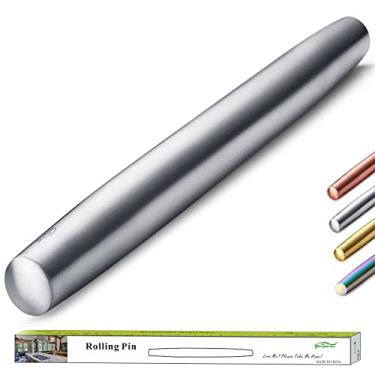 Imagem de Rolo de massa de aço inoxidável, acabamento fosco, 42 cm, rolo Berglander para assar massa de pizza, torta, biscoito, utensílios essenciais de cozinha, ideias de presente para padeiros.