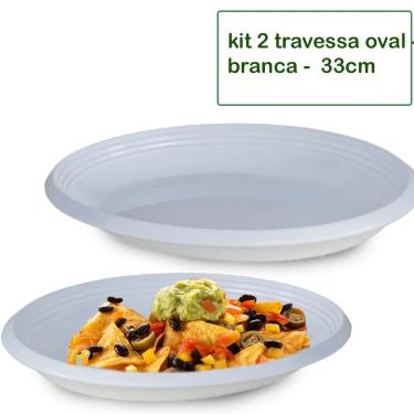 Imagem de Kit 2 Travessa Saladeira Petisqueira Oval Le Chef Branca Plástico