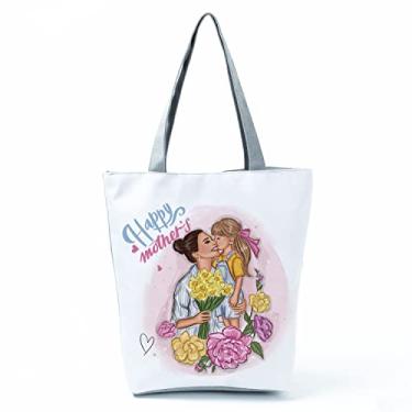 Imagem de Bolsas femininas afro douradas impressas bolsa de ombro moda bonita bolsa de compras ecológica portátil bolsa de praia de alta capacidade, Hl3051