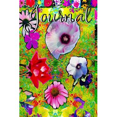 Imagem de Journal: Blank Line Journal and Daily Diary Featuring Psychedelic Abstract Garden Collage with Flowers Original Digital Oil Painting Cover Artwork