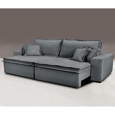 Imagem de Sofa Retrátil e Reclinável com Molas Cama Inbox Premium 3,12m tecido em linho Cinza Escuro