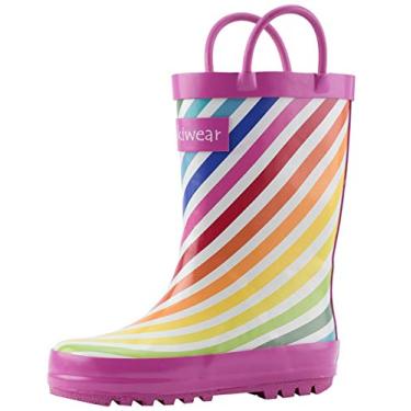 Imagem de OAKI Botas de chuva infantis - Botas de chuva infantis perfeitas para qualquer clima - Botas de chuva de borracha durável para bebês mantêm os pezinhos secos, leves à prova d'água com alça fácil de