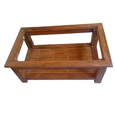 Imagem de Mesa de Centro Rústica Marroquine em Madeira de Demolição para Tampo de Vidro - Cód 379