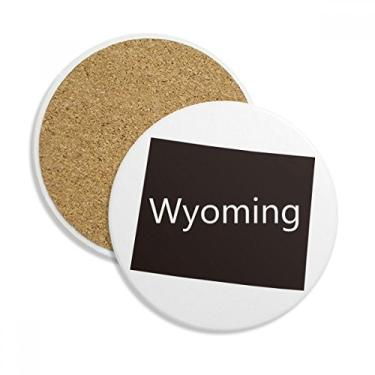 Imagem de Wyoming Caneca porta-copos dos Estados Unidos da América com proteção de mesa, pedra absorvente
