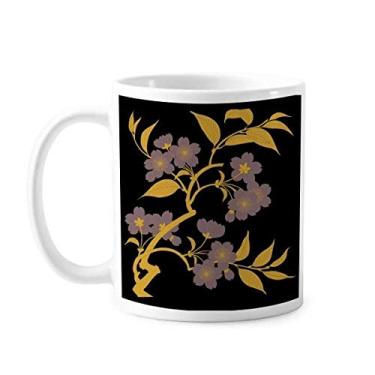 Imagem de Pintura de cultura japonesa caneca de flor preta cerâmica copo de porcelana café louça