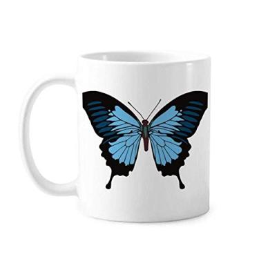 Imagem de Amostra de borboleta em azul escuro caneca cerâmica café porcelana copo talheres