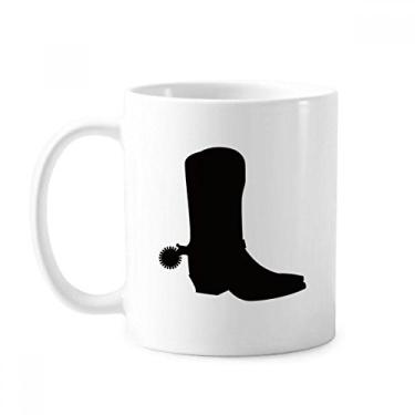 Imagem de Botas Femininas Pretas com Estampa de Contorno Caneca Cerâmica Café Porcelana