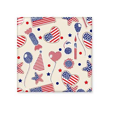 Imagem de Balão dos EUA, bandeira de coração, estrela, festival, cerâmica, azulejo, brilhante, decalque de tijolos esmaltados