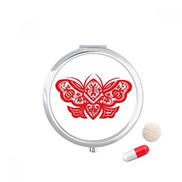 Imagem de Caixa de comprimidos de corte de papel chinês tradicional vermelho para remédios