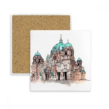 Imagem de Porta-copos quadrado Catedral de Berlim na Alemanha, porta-copos de pedra isolante