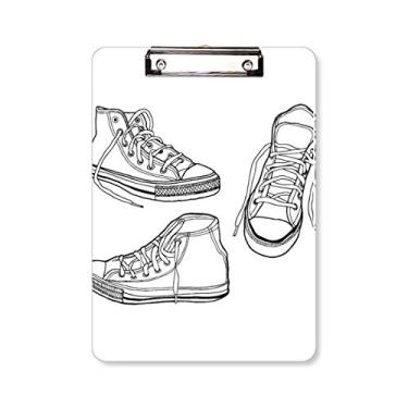 Imagem de Pintado à mão sapatos de lona branco prancheta pasta bloco de escrita placa de suporte A4