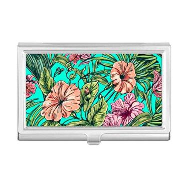 Imagem de Porta-cartões de visita verde com folha de flor