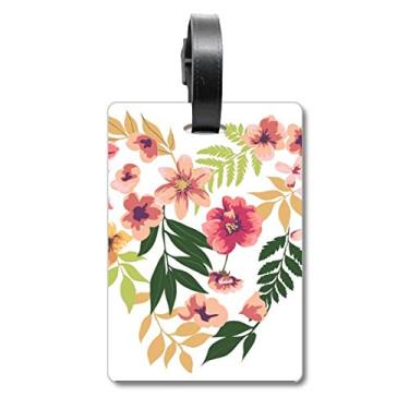 Imagem de Folhas de flores, desenho, aquarela, mala, etiqueta, cartão de bagagem, etiqueta