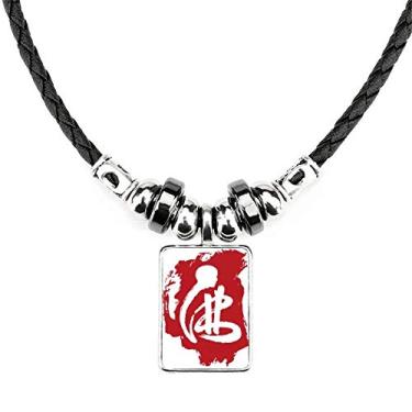 Imagem de DIYthinker Personagem vermelha da alfândega colar joia Torque pingente de corda de couro