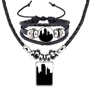 Imagem de Austrália Arranha-céus e Sydney Opera Conjunto de joias de pulseira de couro