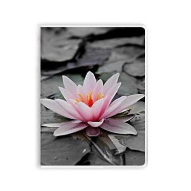 Imagem de Caderno de flores rosa vermelho Lotus Art Déco presente moderno capa de goma Diário capa macia