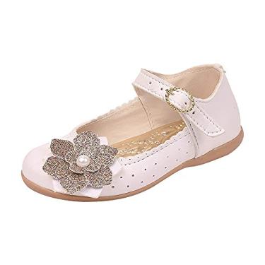 Imagem de Sapatilha Boneca Infantil Menina Flor Brilho Pérola Branca