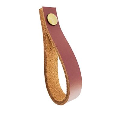 Imagem de Puxador Dofi Parafuso - Couro Legítimo Mogno - Parafuso Dourado