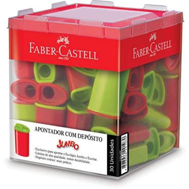 Imagem de Apontador Jumbo com Deposito 30 Unidades, Faber-Castell, Verde/Vermelho