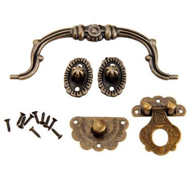 Imagem de 1 pc antique bronze jóias caixa de madeira trinco hasp e vintage caixa de presente armário puxar lidar com acessórios de móveis retro hardware YYDFPIIA