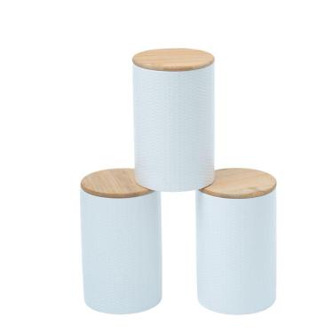 Imagem de Kit 3 potes dolomita com tampa de bambu zig zag 1,5l - Oikos