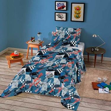 Imagem de Jogo Lencol Cama Solteiro 3 pecas Algodao Infantil Teka Cor:Drive