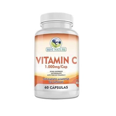 Imagem de Vitamina C 1000mg 60 Caps Vegana Acido Ascobico Puro Best Nature-Unissex