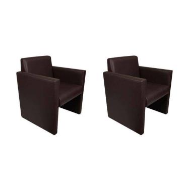 Imagem de Kit 2 Poltronas Nina Slim em Tecido Sintético - Café