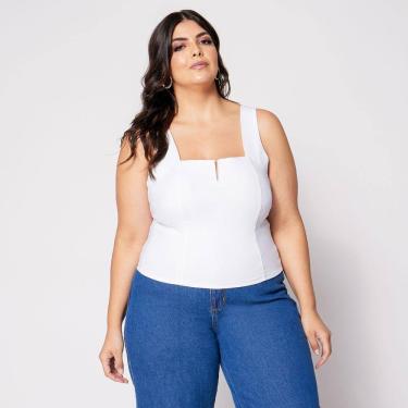 Imagem de Blusa Cropped de Alça Plus com Aro em V Branco