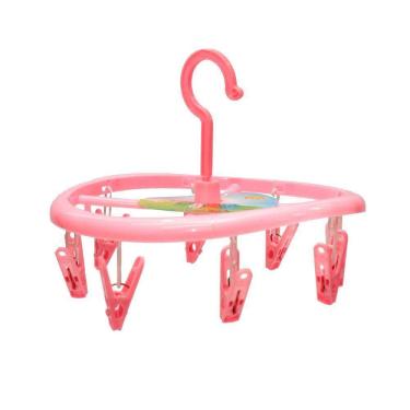 Imagem de Mini Varal Roupas com 8 Prendedores 23cm Rosa - Quanhe