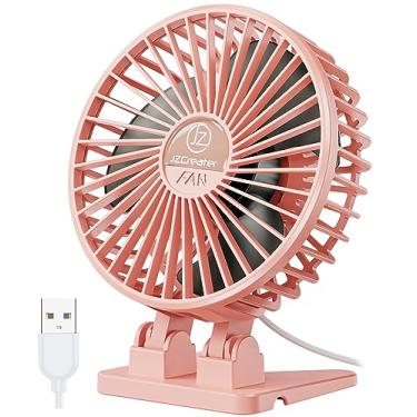 Imagem de JZCreater Ventilador de mesa USB, mini ventilador portátil, resfriamento de mesa de 3 velocidades, plugue de energia, vento forte de rotação, pequeno ventilador pessoal silencioso para casa, mesa de