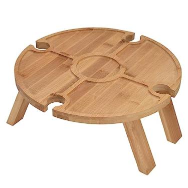 Imagem de Mesa De Piquenique De Madeira Dobrável Ao Ar Livre Com Suporte Para Copo De Vinho Para Caminhadas Acampamento Jantar Ao Ar Livre