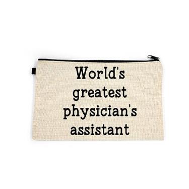 Imagem de Bolsa de maquiagem de assistente médico, presente para assistente médico, maior assistente de médico do mundo, bolsa de higiene pessoal, para ela, bolsa de maquiagem para mulheres, bolsa de , Branco