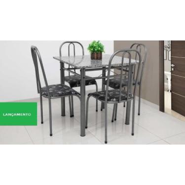 Imagem de Mesa De Jantar Cozinha Em Aço Com 4 Cadeiras M-Ri Tampo Granito Real D