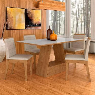 Imagem de Mesa Com 4 Cadeiras Nápoles 1,36 Cinamomo/off/bege - Móveis Arapongas