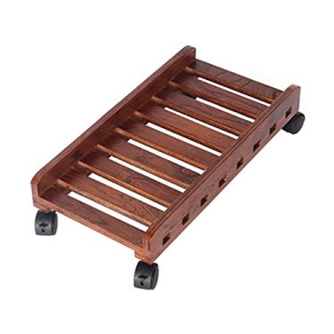 Imagem de Suporte de CPU Suporte para PC, suporte ajustável e móvel para PC com rodas, torre de PC e carrinho de suporte de CPU, prateleira de proteção para CPU sob a mesa (marrom) Suporte de torre de PC