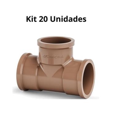 Imagem de Kit 20 Unid. Tee T Soldável Para Tubo Pvc Marrom 3/4 25mm Krona