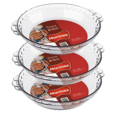 Imagem de Kit 3 Forma Filetada 1,3L Marinex Vidro Redonda Assadeira