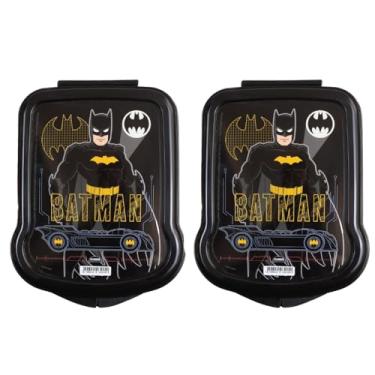 Imagem de Kit com 2 Porta Sanduiche do Batma Armazena Lanche de Pão de Forma Lancheira Original Plasútil para Crianças Escola Recreio Academia e Passeios