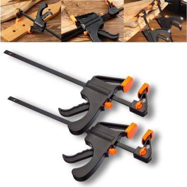 Imagem de Kit 2 Grampo Sargento Aperto Rápido P/Marceneiro Quick-Grip 200x45x315mm P/Fixação de Peças Móveis Madeira e Compensados Pressão Reforçado Marcenaria Alicate Multiuso Presilha Garra Pinça