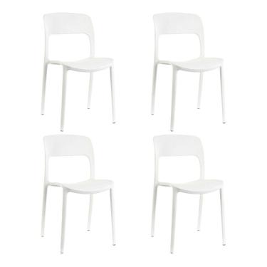 Imagem de Kit 4 Cadeiras Nina Branca Monobloco Plástico Empilhável Jantar