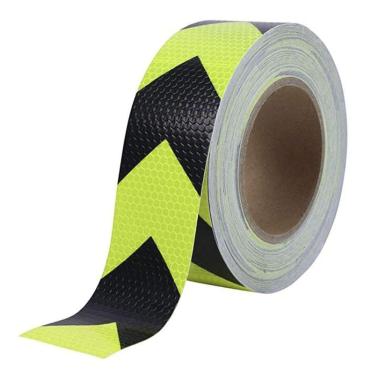 Imagem de Faixa Refletiva Sinalizadora Segurança 25 Metros Seta Verde Fluorescente Estrada Caminhao Carro Automotivo Via Publica