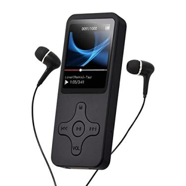 Imagem de Leitor MP4 portátil Leitor de música MP3 com fone de ouvido Tela LCD Leitor de vídeo Visualizador de fotos Suporte para cartões TF Suporte para música Rádio FM Gravador de vídeo e-book com cartão de