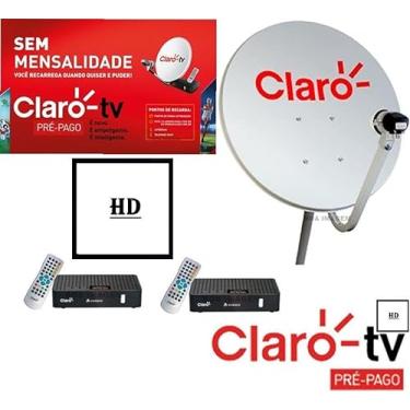 Imagem de Antena 60 cm Claro Tv Pré-Pago com 2 Recepitores Digital HD Visiontec