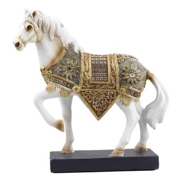 Imagem de Enfeite Decoração Rack Sala Cavalo Branco Realista - 19cm 